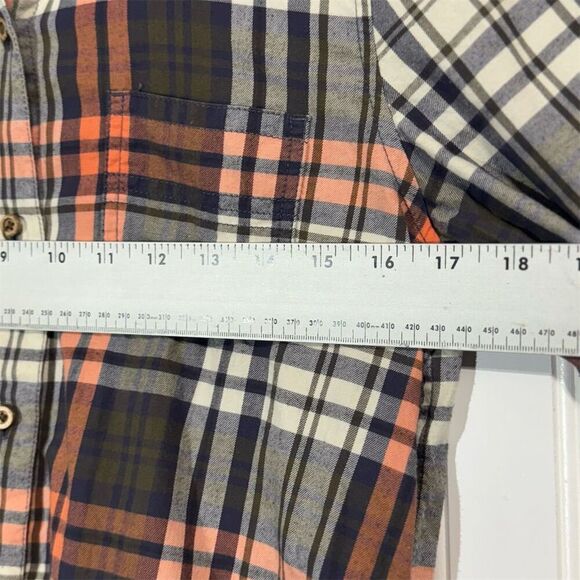 The North Face Plaid Flannel Shirt M Orange Brown Cream Button Up 100% Cotton - Picture 4 of 8